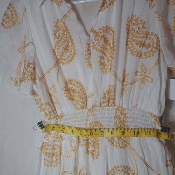 NWT Anthropologie Kindred Petite Women's Maxi Dress White Embroidery Size PL - Picture 15 of 16